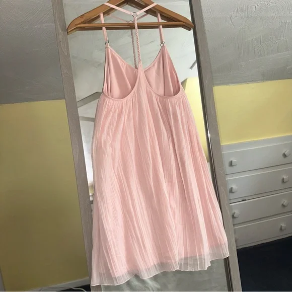 Abercrombie & Fitch Pink Pleated Swing Mini Dress Racerback Cocktail Party Mediu - Picture 4 of 10